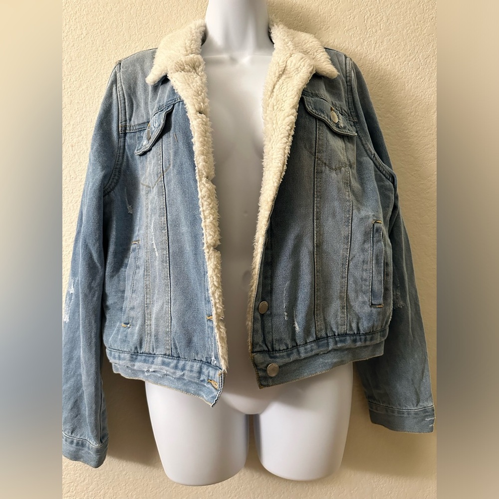 Denim Sherpa-Lined Jacket